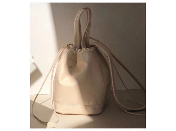 Mini borsa a secchiello Paco Rabanne in pelle beige - vista 5