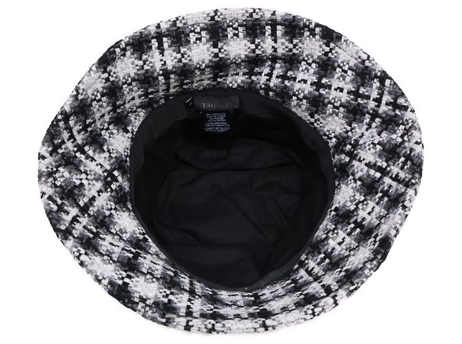 Chanel CC Coco Mark Tweed Bucket Hat Schwarz Weiß - Ansicht 5