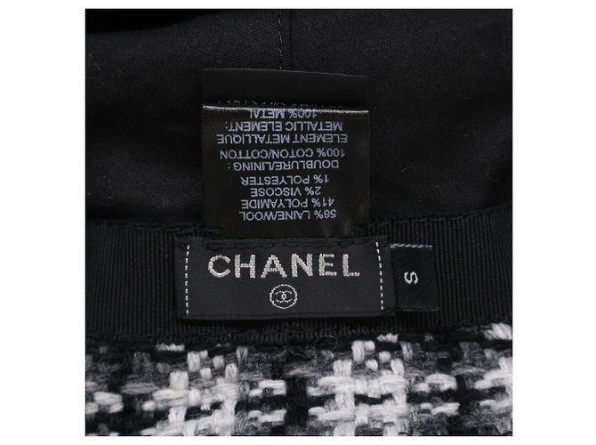 Chanel CC Coco Mark Tweed Bucket Hat Schwarz Weiß - Ansicht 6