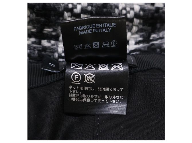 Chanel CC Coco Mark Tweed Bucket Hat Schwarz Weiß - Ansicht 7