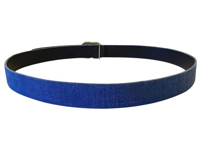 Chanel Airlines 16P Gürtel aus blauer Denim mit matter Silber- und Gold-CC-Schnalle 90/36 - Ansicht 4