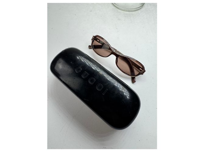 Occhiali da sole vintage Gucci retrò marrone dorato - vista 12