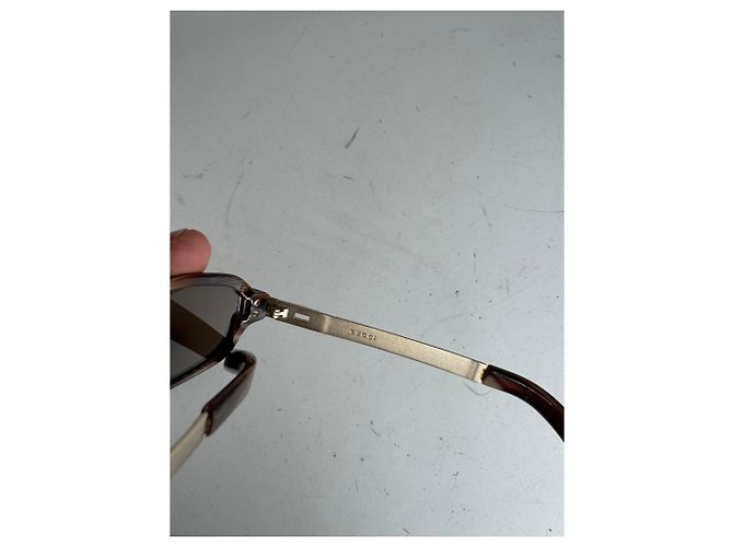 Occhiali da sole vintage Gucci retrò marrone dorato - vista 9