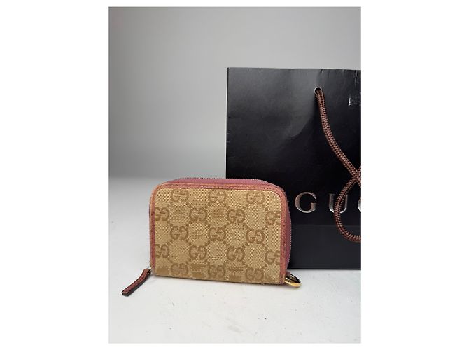 Vintage Gucci Monogramm Kartenhalter Beige Rosa Pink - Ansicht 10