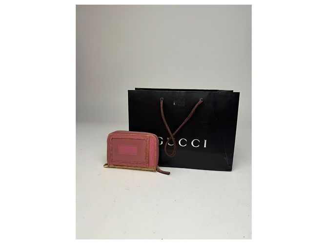 Vintage Gucci Monogramm Kartenhalter Beige Rosa Pink - Ansicht 2