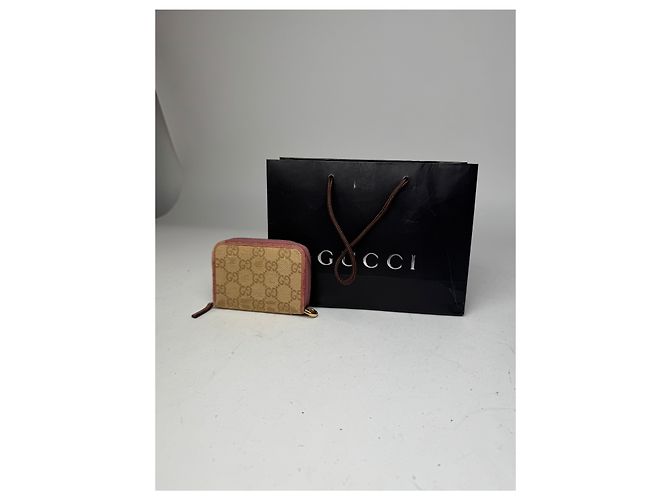 Vintage Gucci Monogramm Kartenhalter Beige Rosa Pink - Ansicht 7