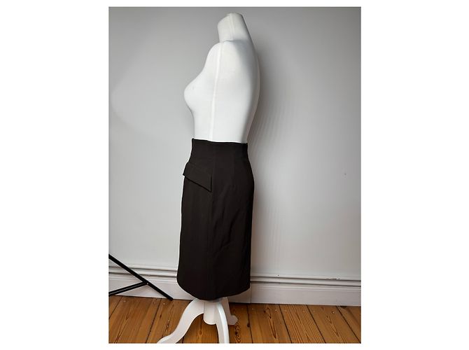 Gonna in pelle vintage Dior marrone M - vista 2