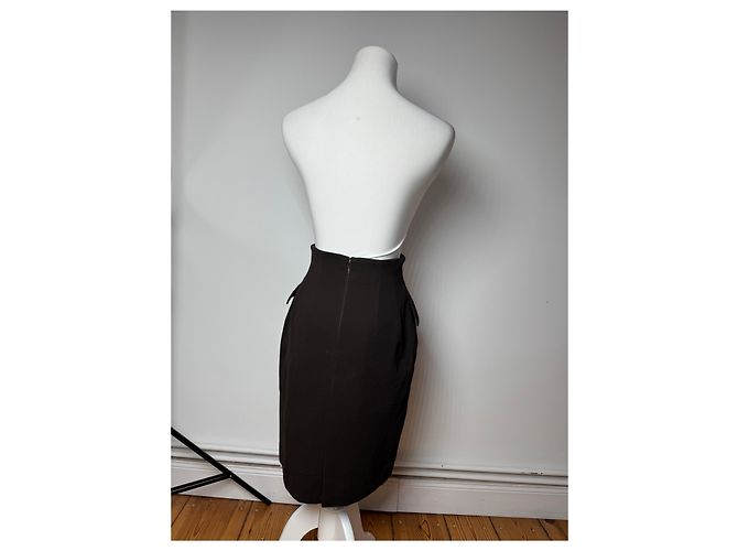 Gonna in pelle vintage Dior marrone M - vista 3
