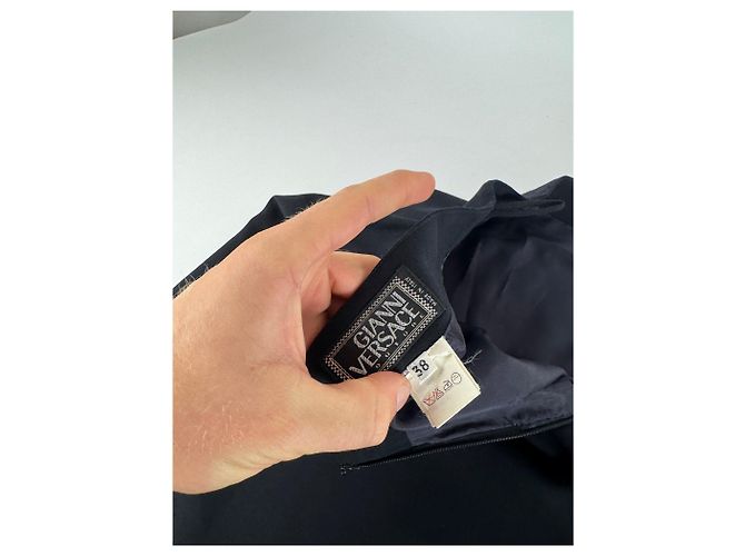 Vintage Gianni Versace Wollrock Navy 38/M Marineblau - Ansicht 11