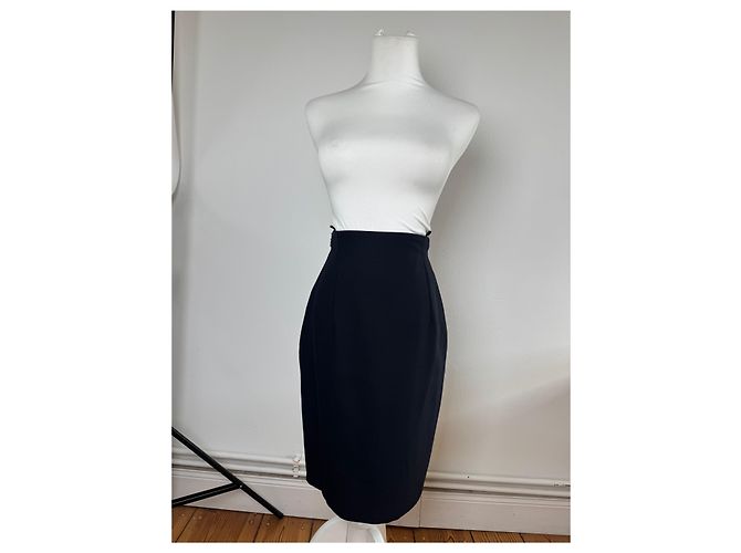Vintage Gianni Versace Wollrock Navy 38/M Marineblau - Ansicht 13