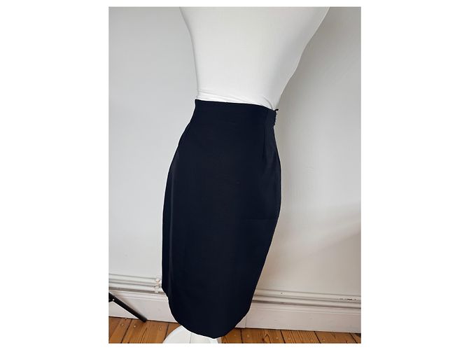 Vintage Gianni Versace Wollrock Navy 38/M Marineblau - Ansicht 14