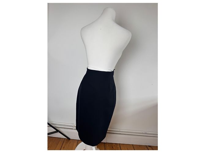 Vintage Gianni Versace Wollrock Navy 38/M Marineblau - Ansicht 3