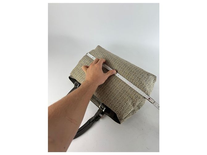 Triomphe Céline Vintage Celine Monogramm Leder-Canvas Tote Vaf beige braun - Ansicht 11