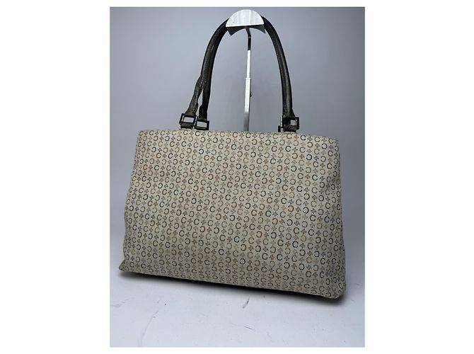 Triomphe Céline Vintage Celine Monogramm Leder-Canvas Tote Vaf beige braun - Ansicht 14