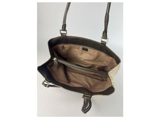 Triomphe Céline Vintage Celine Monogramm Leder-Canvas Tote Vaf beige braun - Ansicht 3
