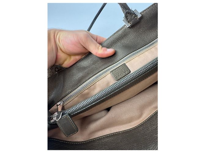 Triomphe Céline Vintage Celine Monogramm Leder-Canvas Tote Vaf beige braun - Ansicht 4