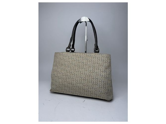 Triomphe Céline Vintage Celine Monogramm Leder-Canvas Tote Vaf beige braun - Ansicht 7