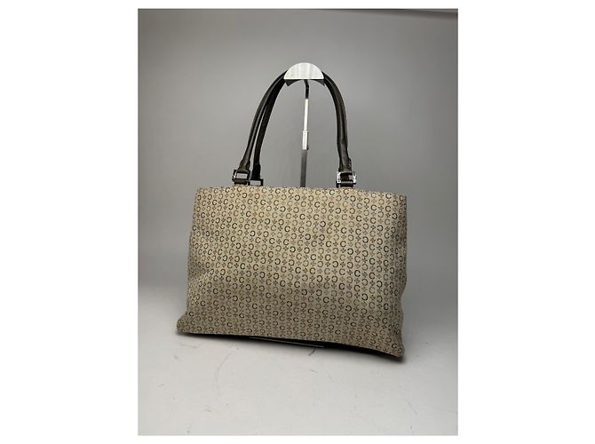 Triomphe Céline Vintage Celine Monogramm Leder-Canvas Tote Vaf beige braun - Ansicht 9