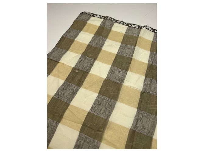 Vintage Fendi Karoschal braun und weiß - Ansicht 3