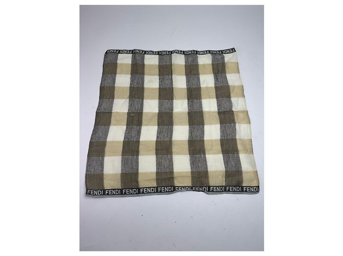 Vintage Fendi Karoschal braun und weiß - Ansicht 4