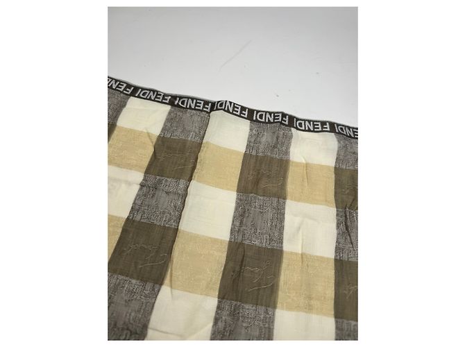Vintage Fendi Karoschal braun und weiß - Ansicht 5