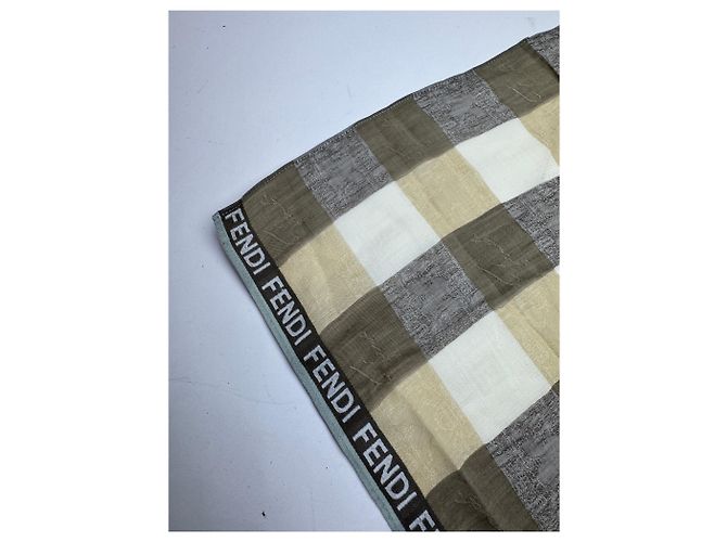 Vintage Fendi Karoschal braun und weiß - Ansicht 6