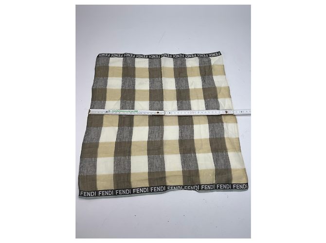 Vintage Fendi Karoschal braun und weiß - Ansicht 7