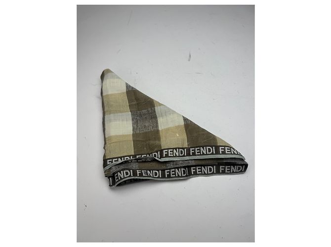 Vintage Fendi Karoschal braun und weiß - Ansicht 8