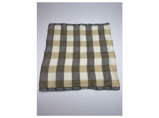 Vintage Fendi Karoschal braun und weiß - Ansicht 9