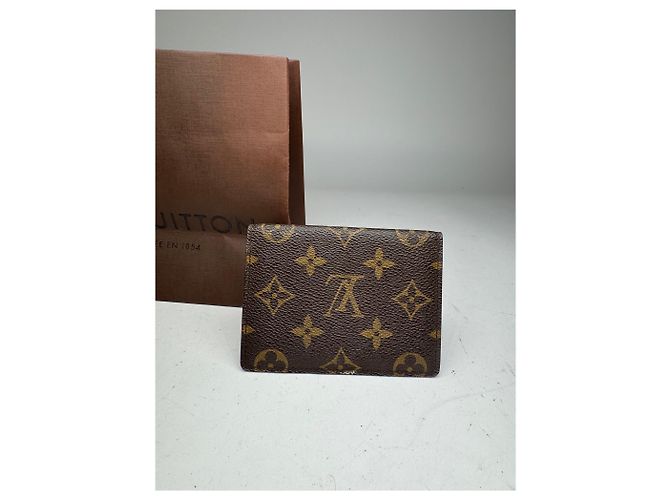 Vintage Louis Vuitton Leather Monogram Card Holder Brown - view 6