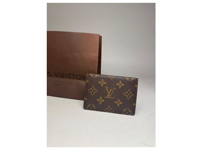 Vintage Louis Vuitton Leather Monogram Card Holder Brown - view 7