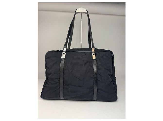 Vintage Gucci Polyester Leder Reisetasche / Wochenend schwarz - Ansicht 2