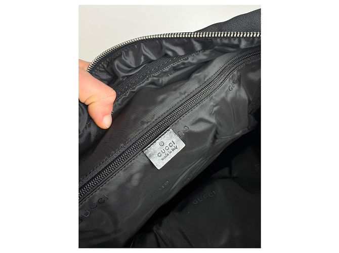 Vintage Gucci Polyester Leder Reisetasche / Wochenend schwarz - Ansicht 4