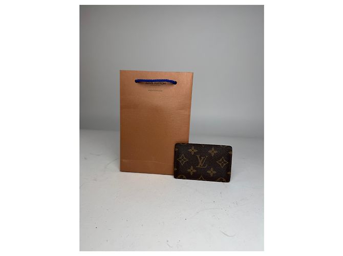 Porta-cartões de couro Monogram Louis Vuitton vintage marrom - vista 4