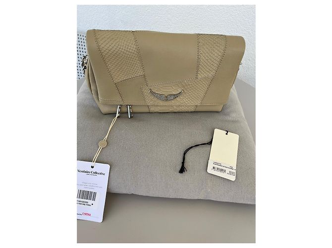 Borsa a tracolla Zadig & Voltaire Rock pelle effetto coccodrillo beige - vista 12