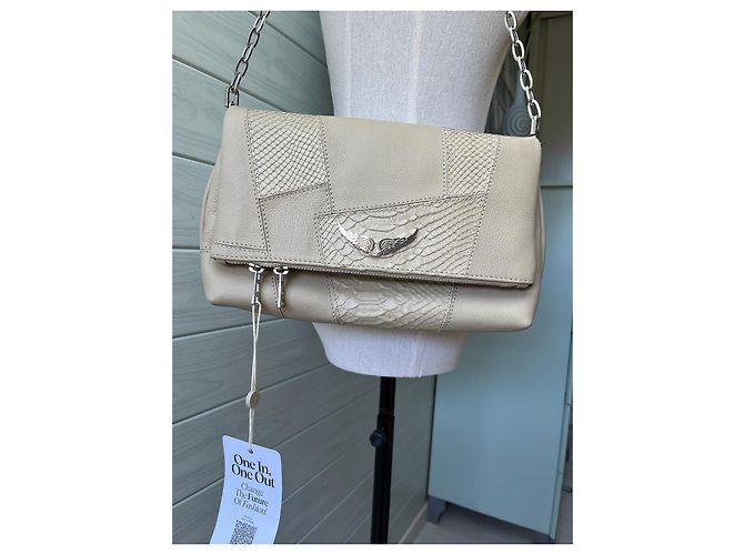 Borsa a tracolla Zadig & Voltaire Rock pelle effetto coccodrillo beige - vista 2