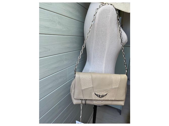 Borsa a tracolla Zadig & Voltaire Rock pelle effetto coccodrillo beige - vista 3