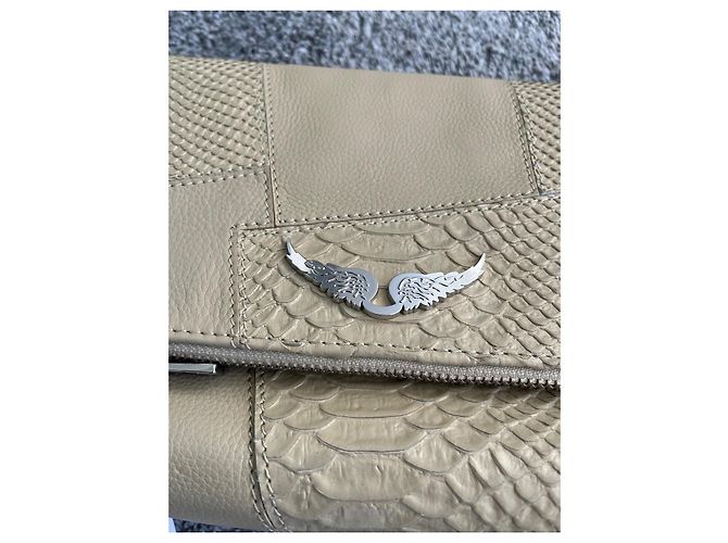 Borsa a tracolla Zadig & Voltaire Rock pelle effetto coccodrillo beige - vista 5