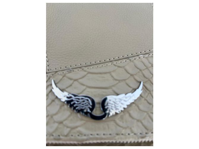 Borsa a tracolla Zadig & Voltaire Rock pelle effetto coccodrillo beige - vista 8