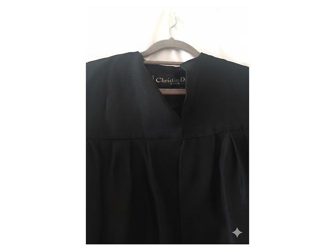 Christian Dior Capa Plisada Negra de Seda Negro - vista 5