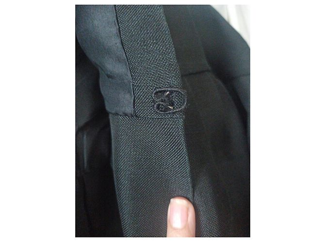 Christian Dior Capa Plisada Negra de Seda Negro - vista 8