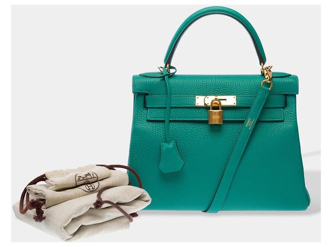 Hermès Borsa HERMES Kelly 28 in Pelle Verde - 102963 - vista 2