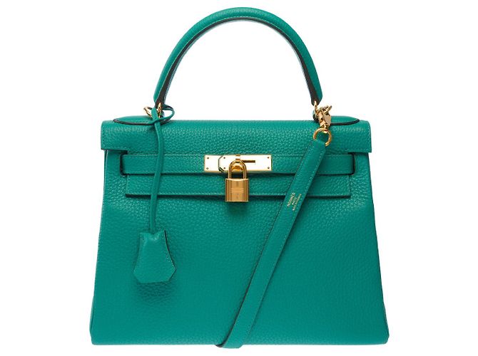 Hermès Borsa HERMES Kelly 28 in Pelle Verde - 102963 - vista 3
