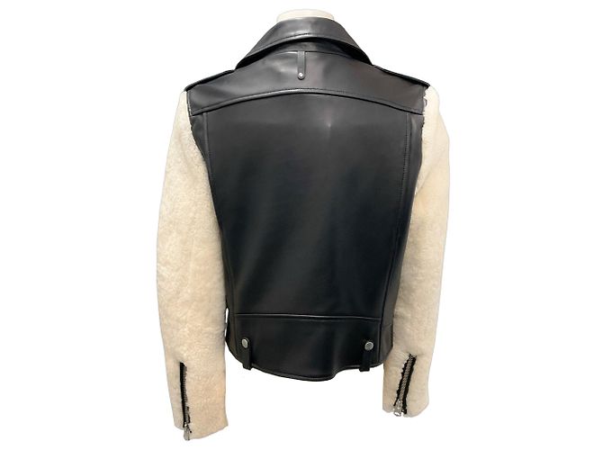 Mackage Black Baya Lambskin Leather and Shearling Biker Jacket - view 3