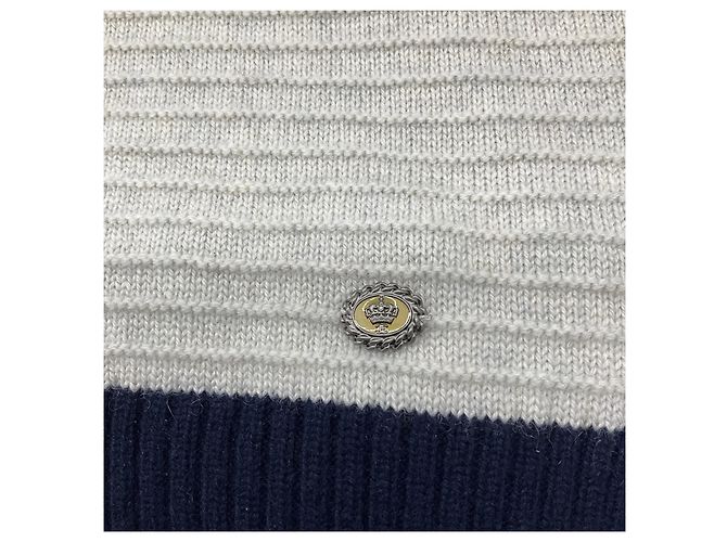 Chanel Fransen Cashmere Strickschal Silber / Grau / Marine 2008 - Ansicht 16