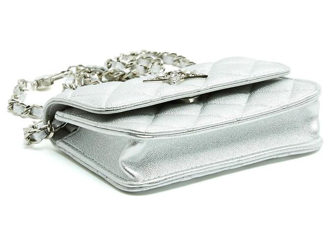 Timeless Chanel Classic Silver Star Leather Belt Pouch Mini Bag in Box New Silvery - view 4