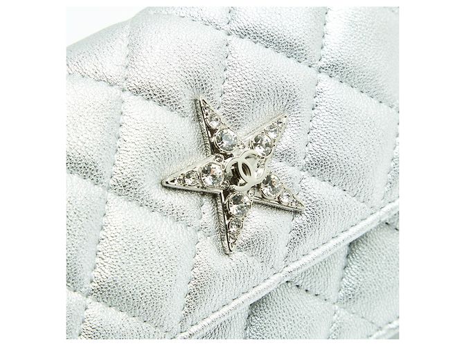 Timeless Chanel Classic Silver Star Leather Belt Pouch Mini Bag in Box New Silvery - view 5