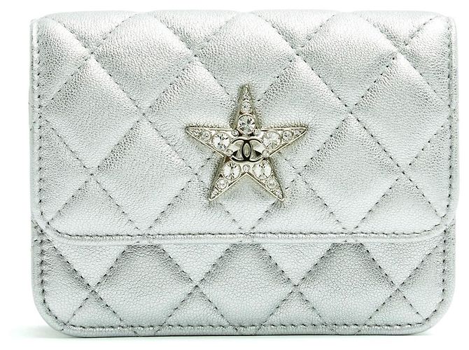 Timeless Chanel Classic Silver Star Leather Belt Pouch Mini Bag in Box New Silvery - view 7