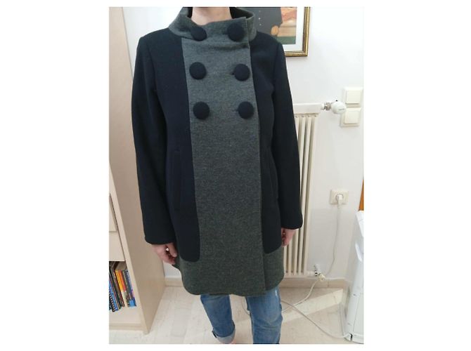 Abrigo Tara Jarmon Z. Victory de Lana Negro y Gris - vista 10