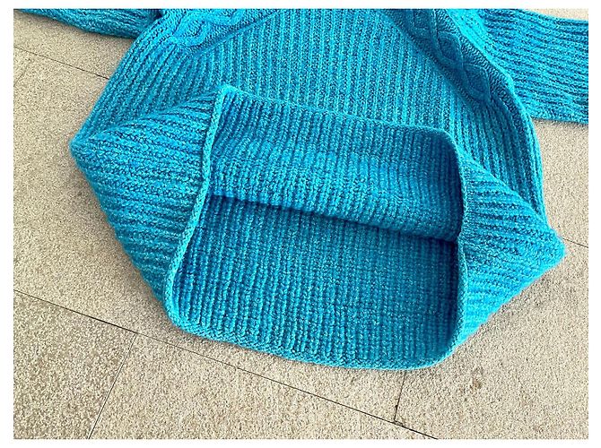 Autre Marque Oversized Pull Blau der Südsee Melange aus Wolle und Baumwolle Größe 36-38-40 Türkis - Ansicht 5
